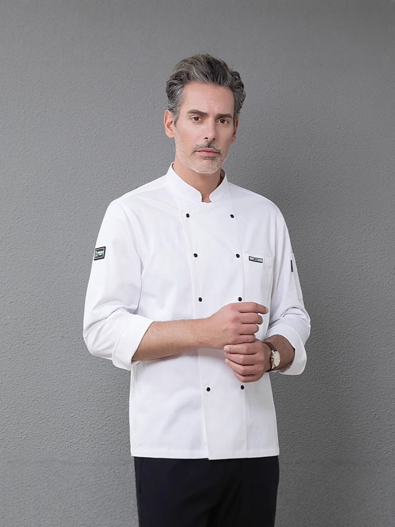 Chain El Catering Canteen Long-Sleeved Chef Uniform Custom Cake Milk Tea Shop Kitchen Three-Quarter Sleeve Work Clothes - Image 3